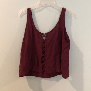 Maroon tank top crop top